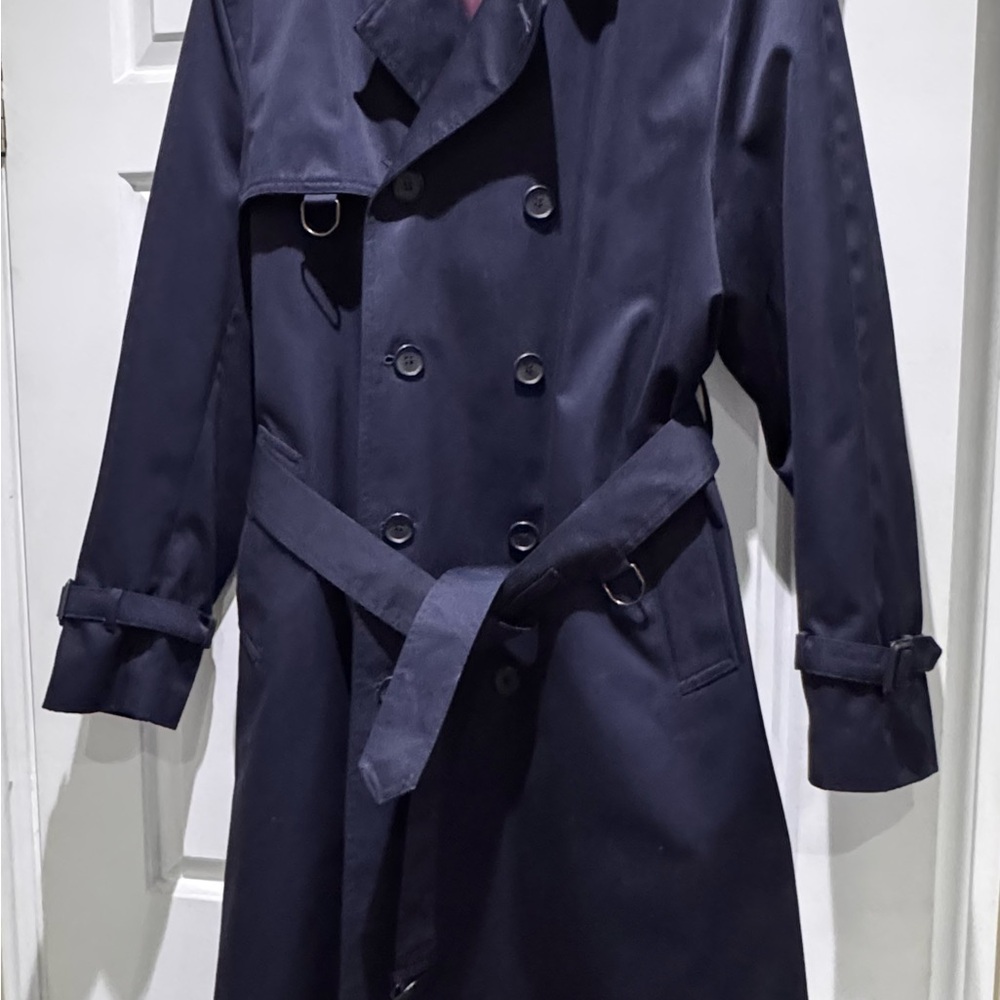 Men's Navy Double-Breasted Trench Coat